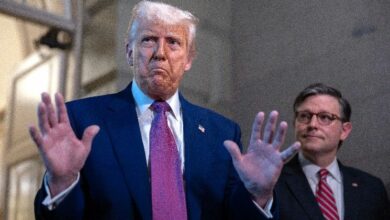 "الديمقراطيون يهددون برفع الدعاوى وينضمون إلى الاحتجاجات قبل عشاء ترامب لعملة الميم"