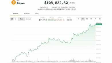 "بتكوين تتجاوز 108 ألف دولار بفضل ملف جي بي مورجان للعملات الرقمية.. وإكس آر بي تشهد ارتفاعًا مع أخبار صناديق الاستثمار"