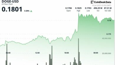 "دوجكوين يصطدم بمقاومة بعد اختراق العلم الصاعد.. لكن نموذج 'الكأس والمقبض' يشير إلى ارتفاعات قادمة!"