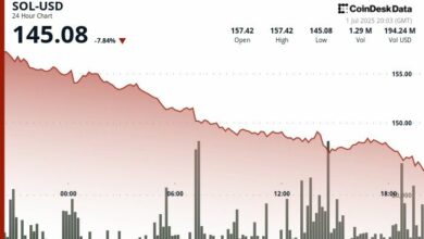"سولانا تهبط تحت 146 دولارًا رغم الإطلاق الوشيك لأول صندوق ETF للايداع (ستاكنج) في الولايات المتحدة"
