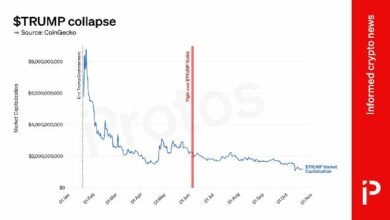 رسم بياني: أداء عملة دونالد ترامب التذكارية المشفرة في تراجع حاد