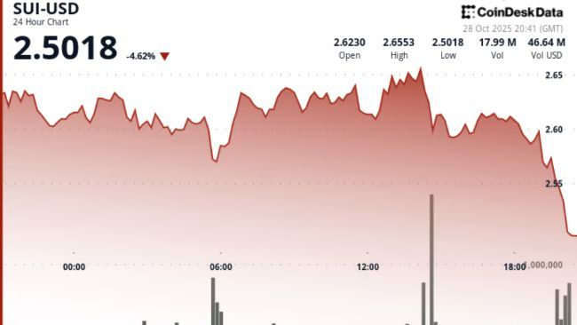 انخفاض سعر SUI بنسبة 3.4% مع اختراق دعم 2.60 دولار amid ارتفاع حجم التداول 180%