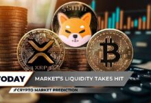 توقعات سوق العملات الرقمية: هل يدخل الريبل (XRP) في انهيار حر بعد خسارة الدعم الحاسم؟ بيتكوين (BTC) يلامس قمة 120,000 دولار بينما تبدأ شيبا إينو (SHIB) انعكاسًا صعوديًا هامًا