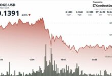 انخفاض دوجكوين 4% مع بيع المتداولين للمرتفعات وتراجع مستوى الدعم