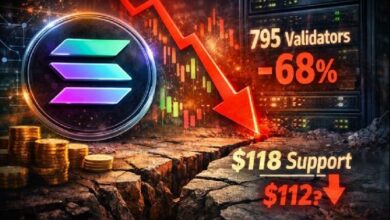 سعر SOL يهبط مجدداً مع تراجع عدد مدققي شبكة سولانا بنسبة 68%