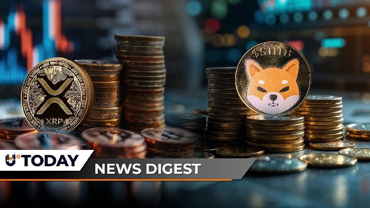 ملخص العملات الرقمية: مبيعات مكثفة لـ XRP، بيتكوين يكسر اتجاهًا تاريخيًا أمام الذهب، شيبا إينو تقترب من دعم حاسم