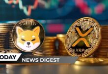 ملخص العملات الرقمية: مؤشر رئيسي لشيبا إينو (SHIB) يشير إلى عودة الطلب، وكشف كبير عن XRP متوقع هذا الأسبوع، بيتكوين (BTC) يسجل 7132% من عدم التوازن في التصفيات الصعودية