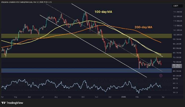 تحليل سعر البيتكوين: إلى أي مستوى قد ينخفض بعد كسر دعم 66 ألف دولار؟