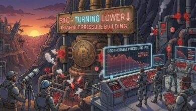 سعر البيتكوين ينخفض بعد الرفض، ضغوط هبوطية تتصاعد