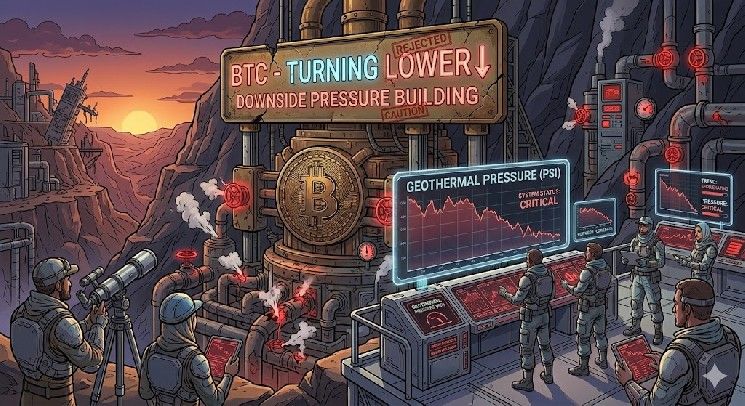 سعر البيتكوين ينخفض بعد الرفض، ضغوط هبوطية تتصاعد