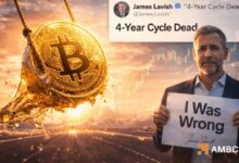 "خبير التشفير جيمس لافيش يعترف: 'كنت مخطئًا' بشأن دورة البيتكوين الربع سنوية"