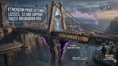 سعر الإيثيريوم يواصل الانخفاد: دعم مستوى 2000 دولار في خطر الانهيار