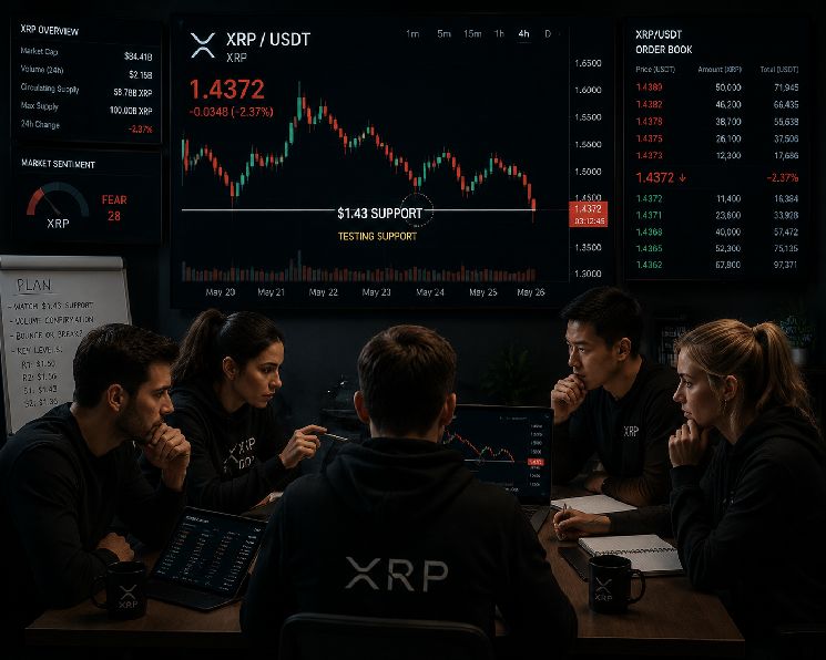 ريبل (XRP) يختبر دعم 1.43 دولار وسط تباين مشاعر السوق