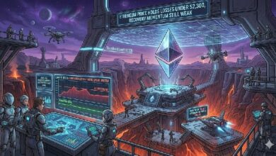 سعر الإيثريوم يحتفظ بخسائره دون 2,300 دولار، وزخم التعافي لا يزال ضعيفًا