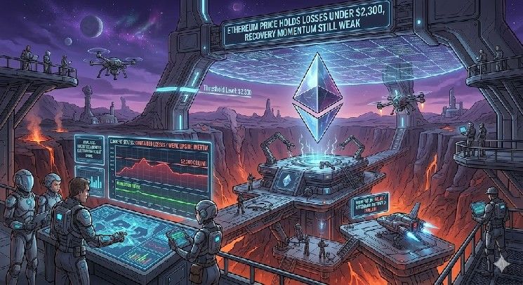 سعر الإيثريوم يحتفظ بخسائره دون 2,300 دولار، وزخم التعافي لا يزال ضعيفًا