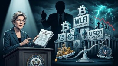 وارن تحث هيئة الأوراق المالية على التحقيق في مشروع ترامب للعملات الرقمية بعد فشل قانون الوضوح