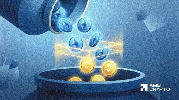 حوت إيثريوم يحوّل 50 مليون دولار إلى BNB: تموضع استراتيجي؟