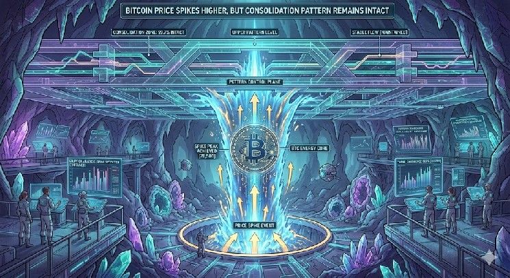 ارتفاع مفاجئ في سعر البيتكوين مع بقاء نمط التماسك