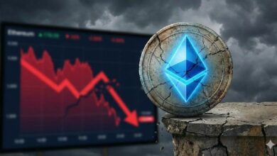 عنوان إيثريوم يهبط بشدة، والدببة تشدد قبضتها على زخم السوق