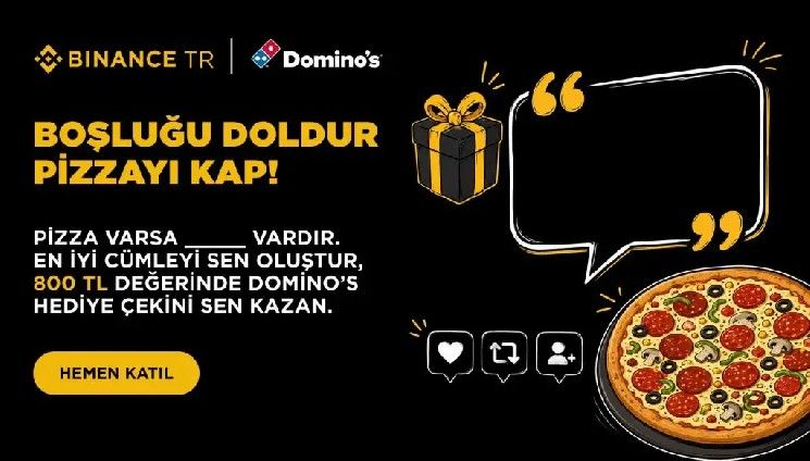 بينانس TR تطلق فعالية بيتزا على وسائل التواصل: فرصة للفوز بقسيمة دومينوز بقيمة 800 ليرة