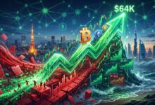 بيتكوين يستعيد 64 ألف دولار مع تصفية 282 مليون دولار تعزز الانتعاش الحاد للسوق