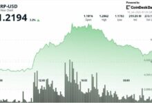 XRP يستعيد مكاسبه بعد صعود 10% مع جني الأرباح بالقرب من 1.25 دولار