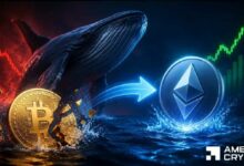 حوت يصرف بيتكوين بقيمة 22 مليون دولار لصفقة شراء إيثريوم طويلة: هل يراهن على صعود ETH؟