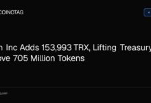 ترون إنك تضيف 153,993 رمز TRX لترفع الخزانة إلى أكثر من 705 ملايين رمز