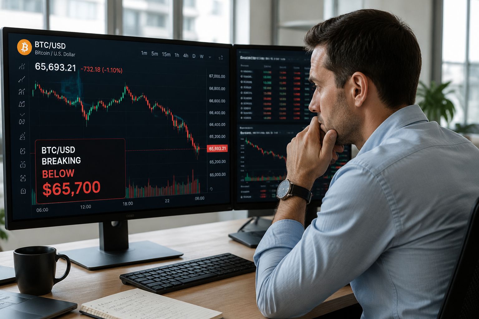 انخفاض سعر البيتكوين إلى ما دون 65,800 دولار: هل نقترب من تصحيح أعمق؟
