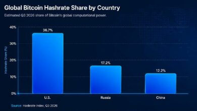 تراجع هيمنة الولايات المتحدة على تعدين البيتكوين من الربع الأول إلى الربع الثالث مع تقدم الدول المنافسة