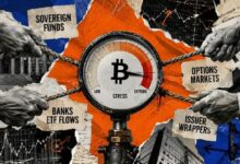 اختبار إجهاد بيتكوين بـ16.3 مليار دولار في وول ستريت ينقسم إلى أربعة أنماط موضعية