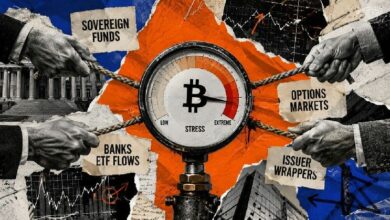اختبار إجهاد بيتكوين بـ16.3 مليار دولار في وول ستريت ينقسم إلى أربعة أنماط موضعية