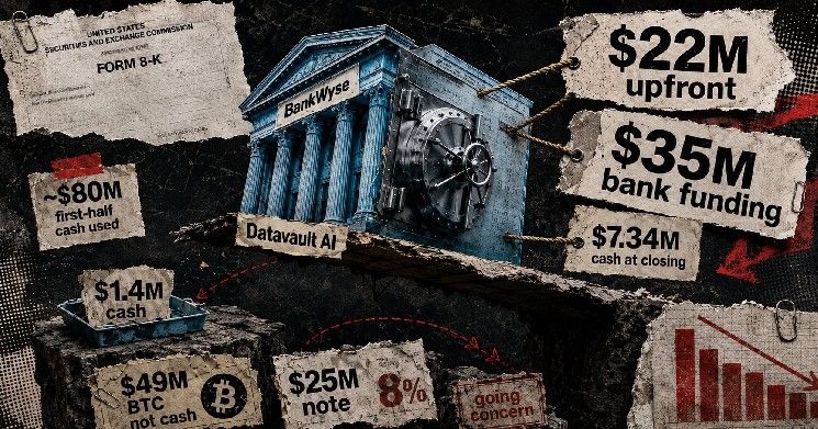 تخطط Datavault لشراء بنك وتمويله بـ35 مليون دولار بعد الإعلان عن امتلاكها 1.4 مليون دولار نقدًا