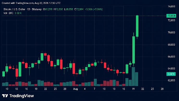 بيتكوين يصل إلى 72,850 دولارًا مع خسارة المتداولين 650 مليون دولار في صفقات البيع