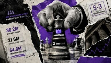 تصويت واحد يقرر مصير 1 مليار دولار: شراء عملة ميم يضاعف أسهم ZeroStack بنسبة 167%