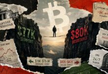 فشل اختراق بيتكوين لمستوى 81,000 دولار يعيد 75,000 دولار إلى الطاولة