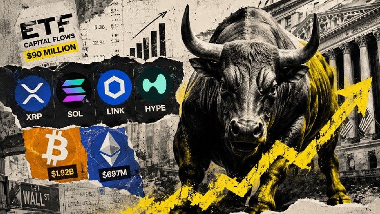 تضخ وول ستريت نحو 90 مليون دولار في العملات البديلة بينما تقفز XRP وSOL وHYPE بقوة