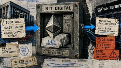 تعهدت Bit Digital بـ74% من حيازتها من الإيثيريوم المُجمّد مقابل قرض قد يُطلق طلب ضمان إضافي خلال 24 ساعة